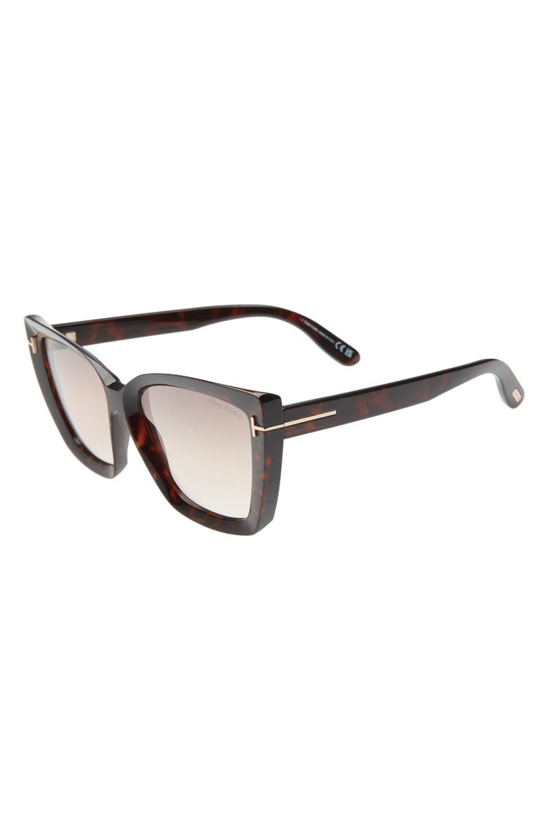 TOM FORD Scarlet-02 57mm Square Sunglasses, Alternate, color, Dark Havana / Brown Mirror