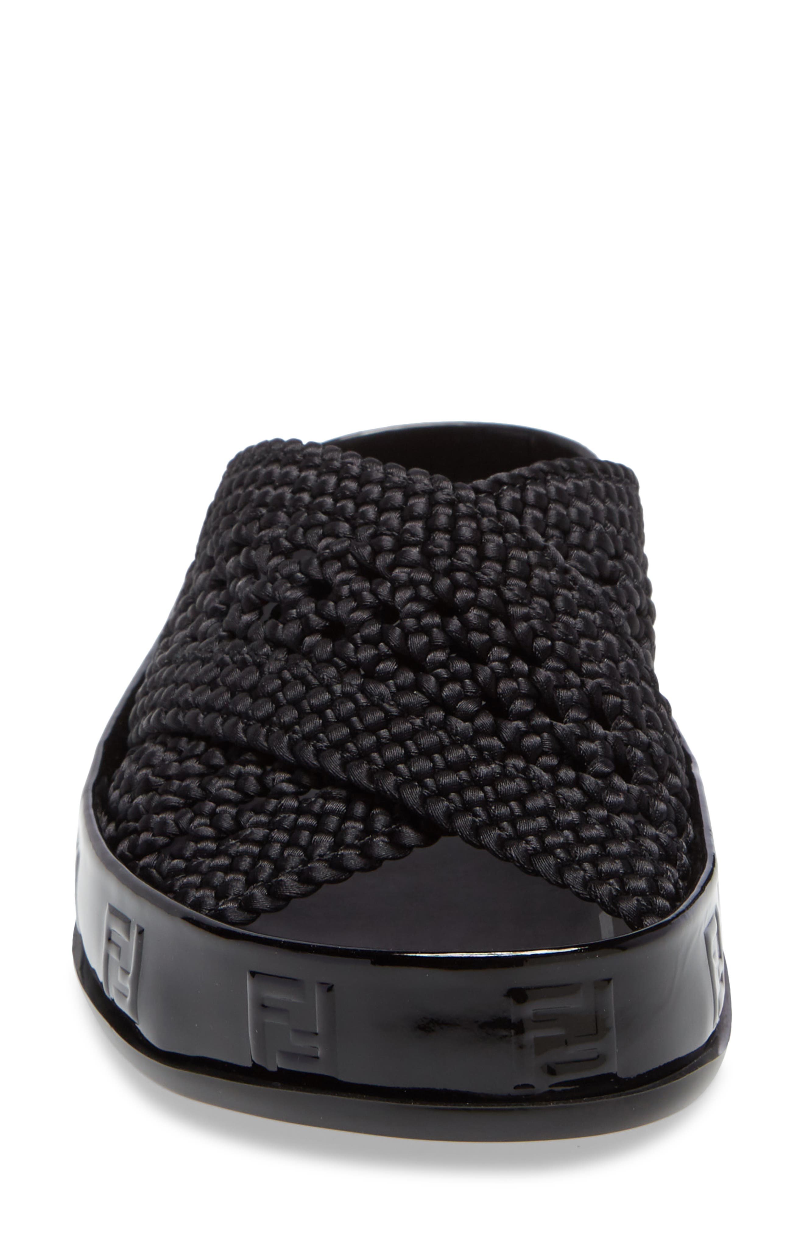 Fendi Woven FF Logo Slide Sandal, Alternate, color, 
