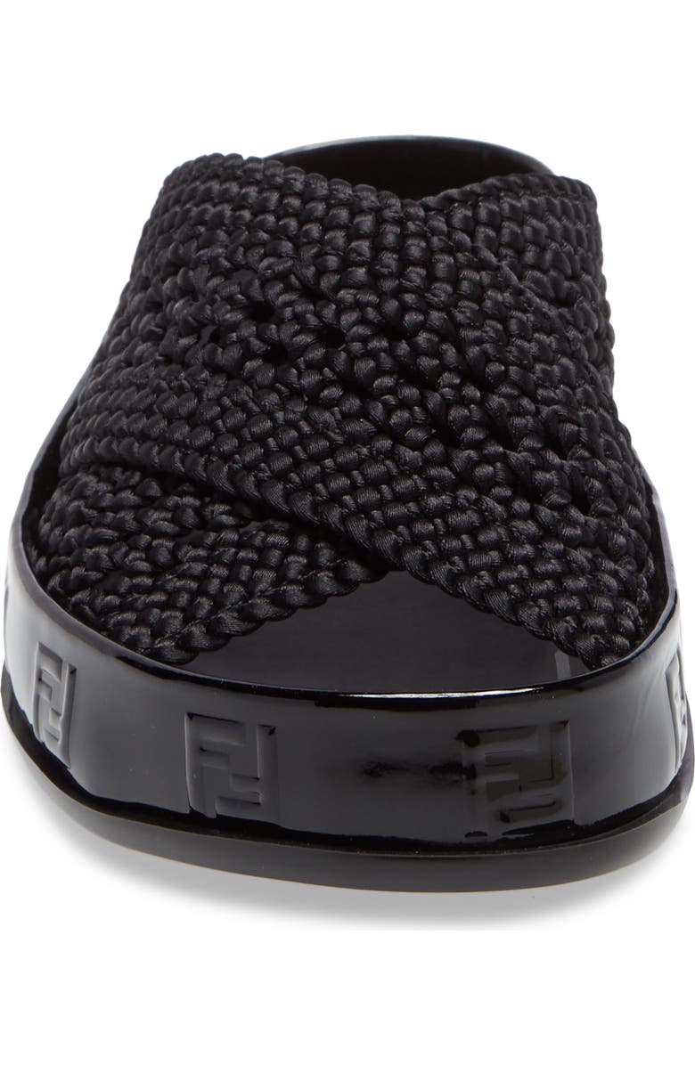 Fendi Woven FF Logo Slide Sandal, Alternate, color,