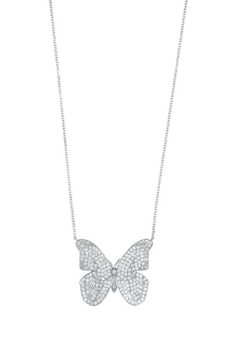 Tanya Diamond Pavé Butterfly Pendant Necklace (Nordstrom Exclusive), Main, color, 18K WHITE GOLD