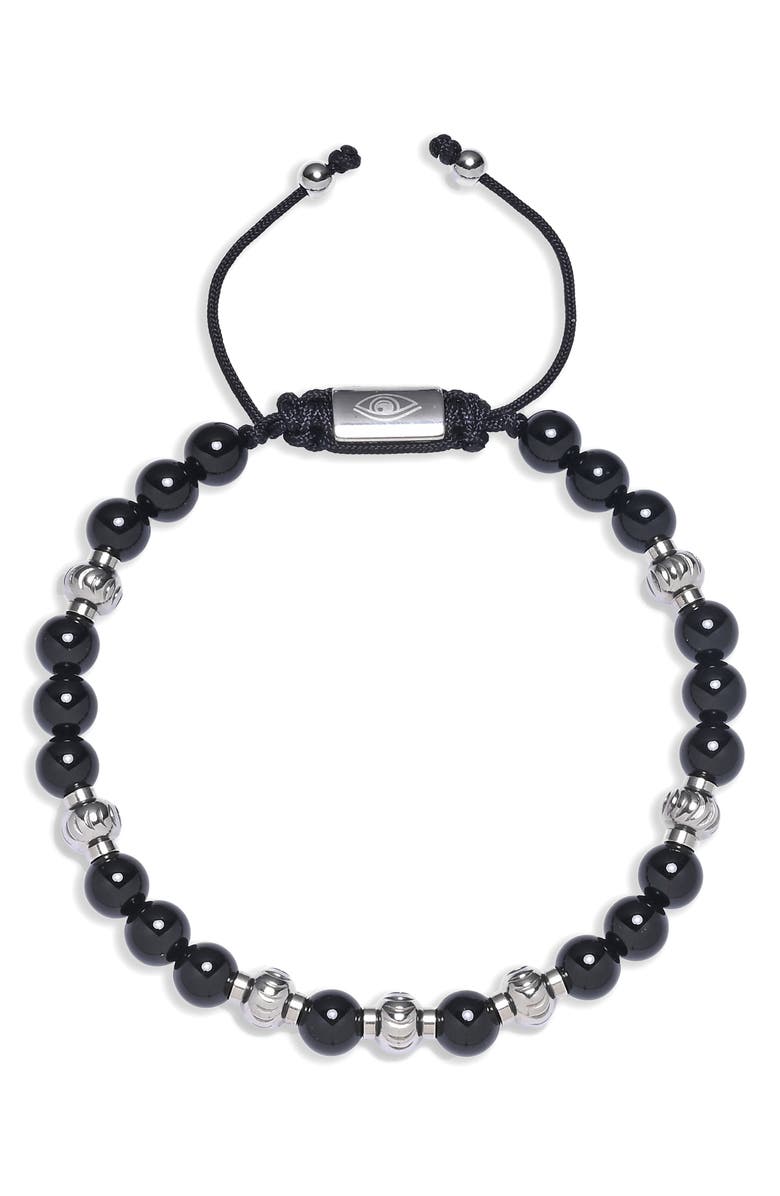 EYE CANDY LOS ANGELES Adrian Agate Beaded Slider Bracelet, Main, color, Black