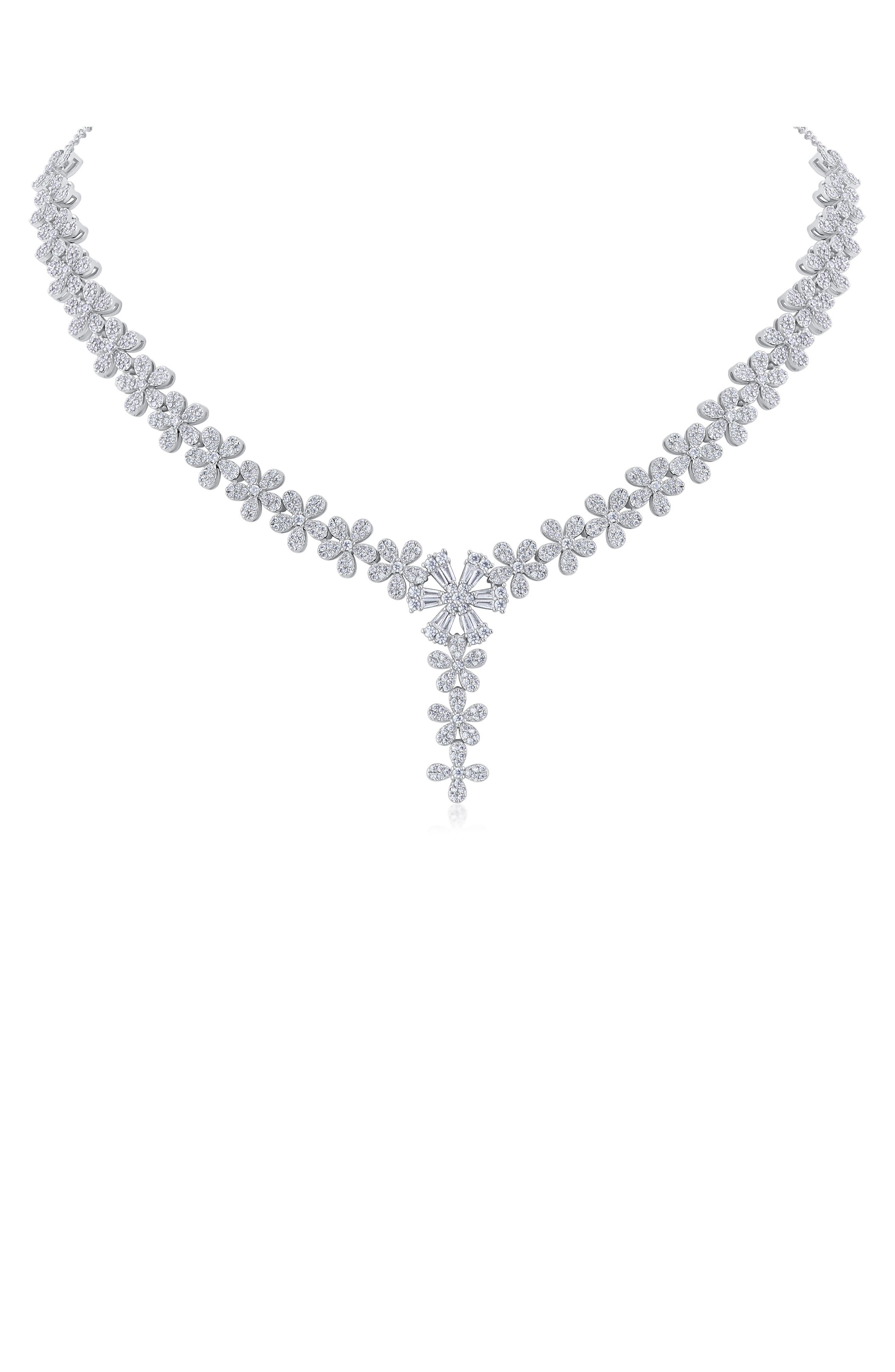 CZ by Kenneth Jay Lane Pavé Cubic Zirconia Floral Y-Necklace