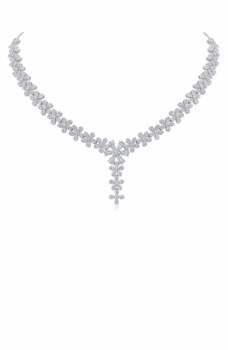 CZ by Kenneth Jay Lane Pavé Cubic Zirconia Floral Y-Necklace