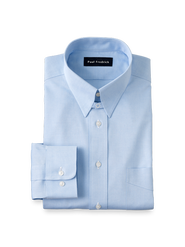 Paul Fredrick Non-iron Cotton Pinpoint Solid Snap Tab Collar Dress Shirt