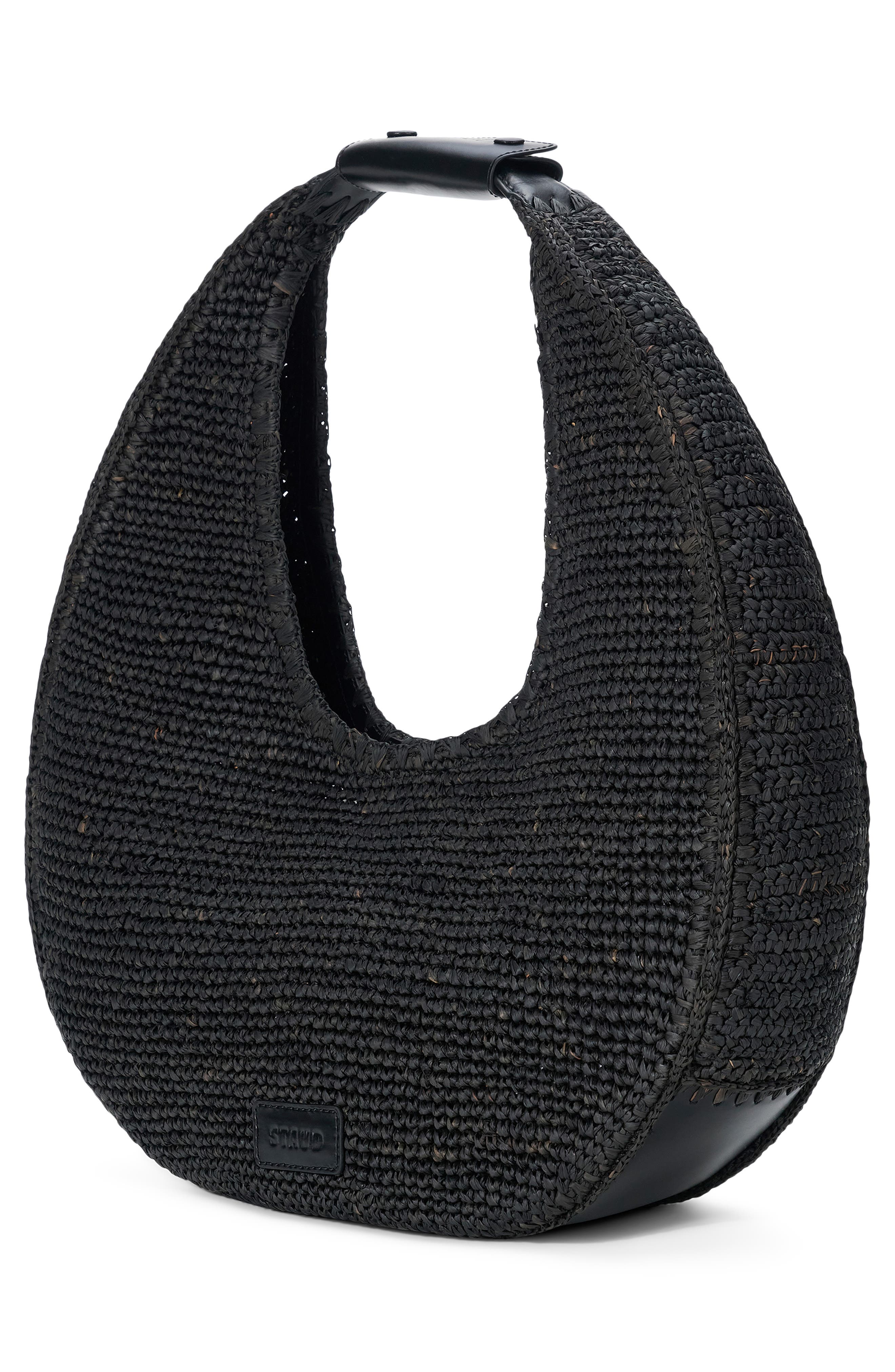 STAUD Large Moon Crochet Raffia Tote, Alternate, color, 