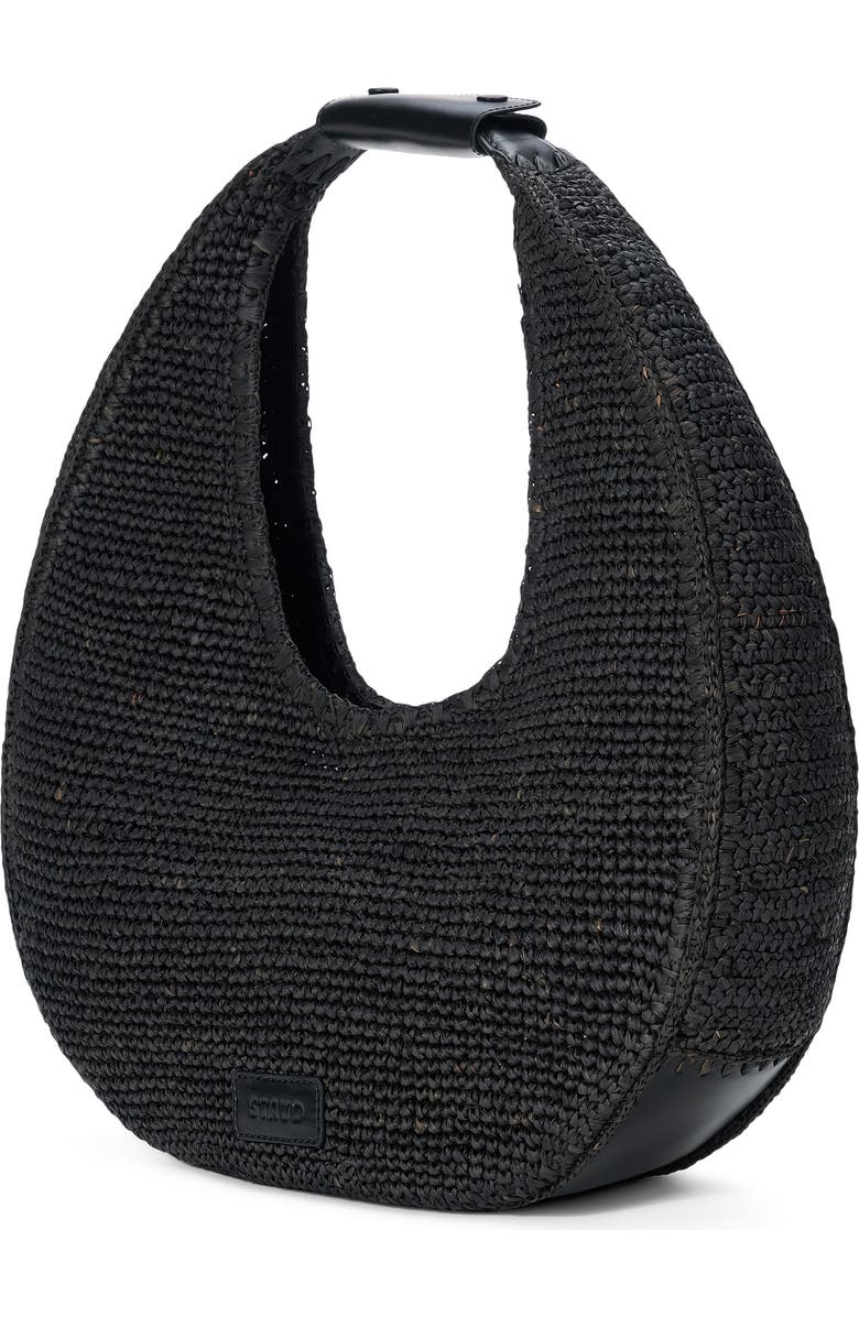 STAUD Large Moon Crochet Raffia Tote, Alternate, color,
