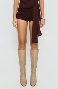 Princess Polly Baseline Foldover Rib Stretch Cotton Shorts
