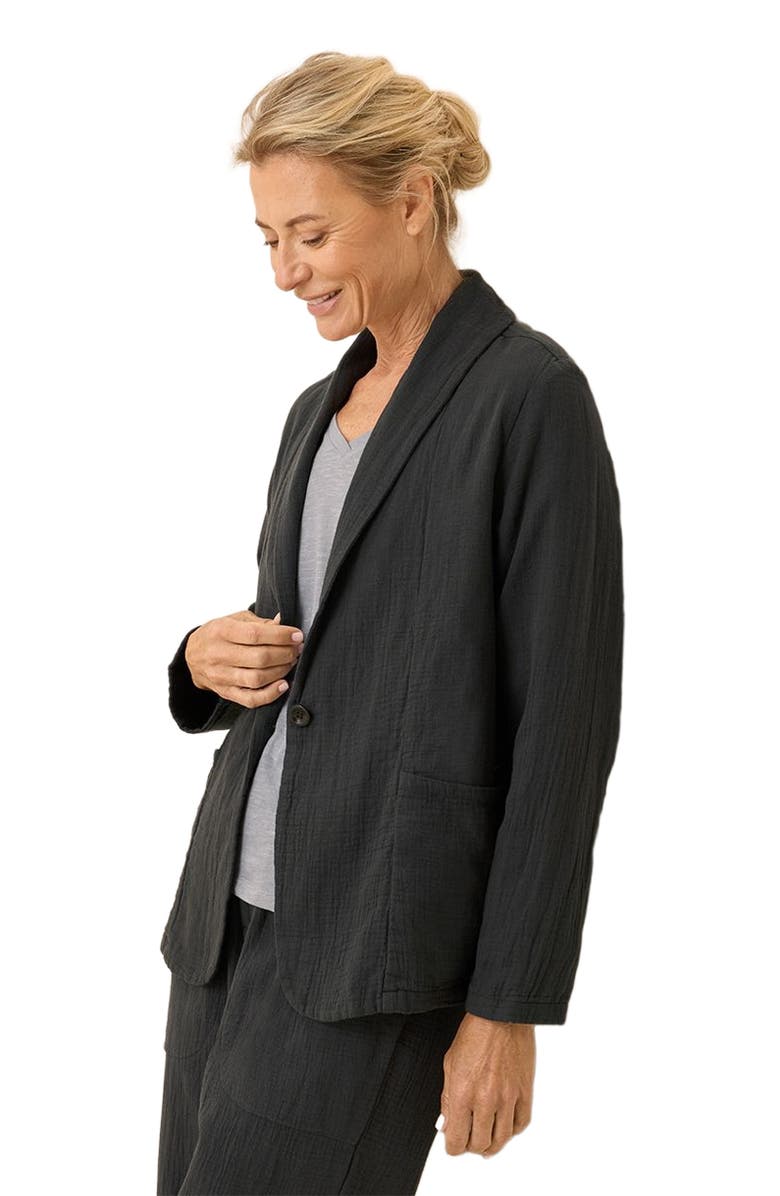 Pact Organic Cotton Coastal Double Gauze Lined Easy Jacket, Alternate, color, Black