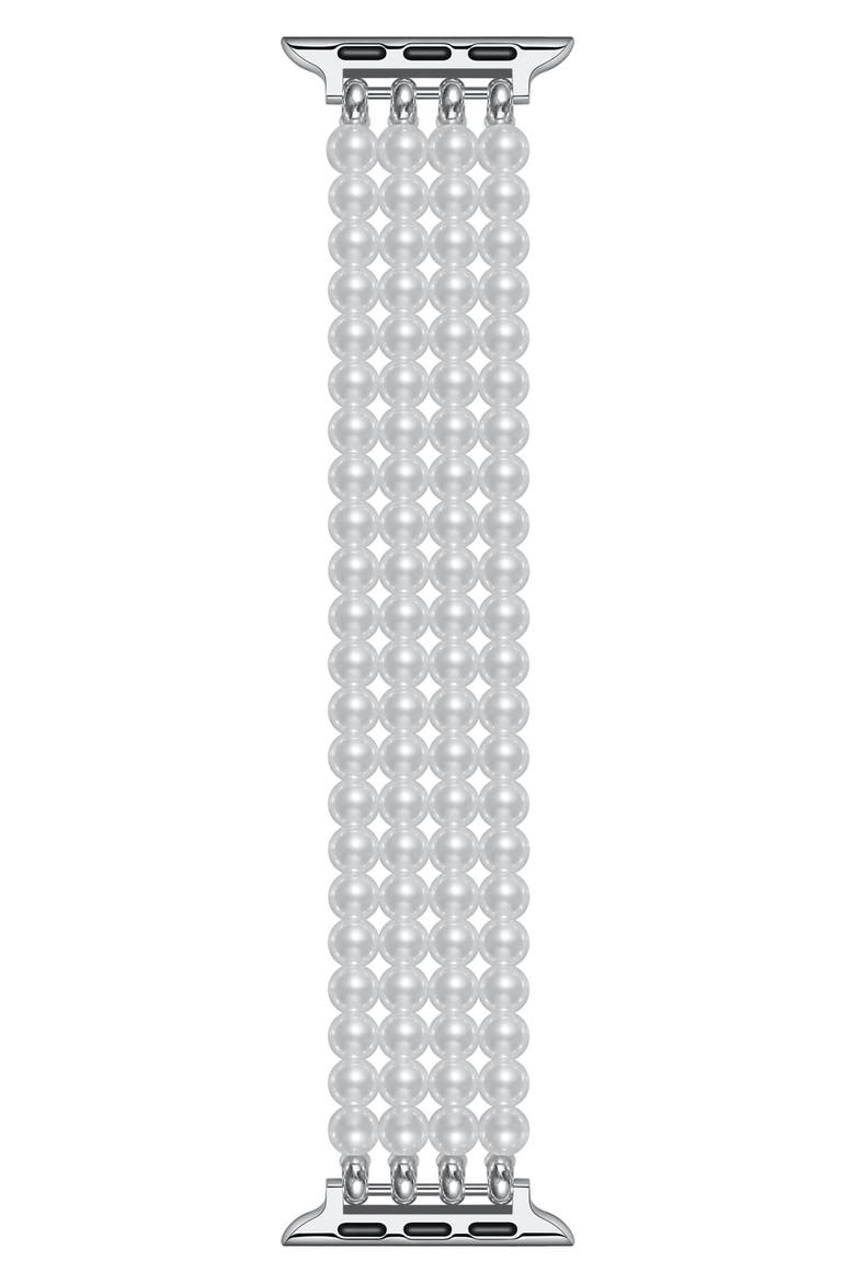 Ariel Imitation Pearl Apple Watch® Bracelet Watchband, Main, color, WHITE