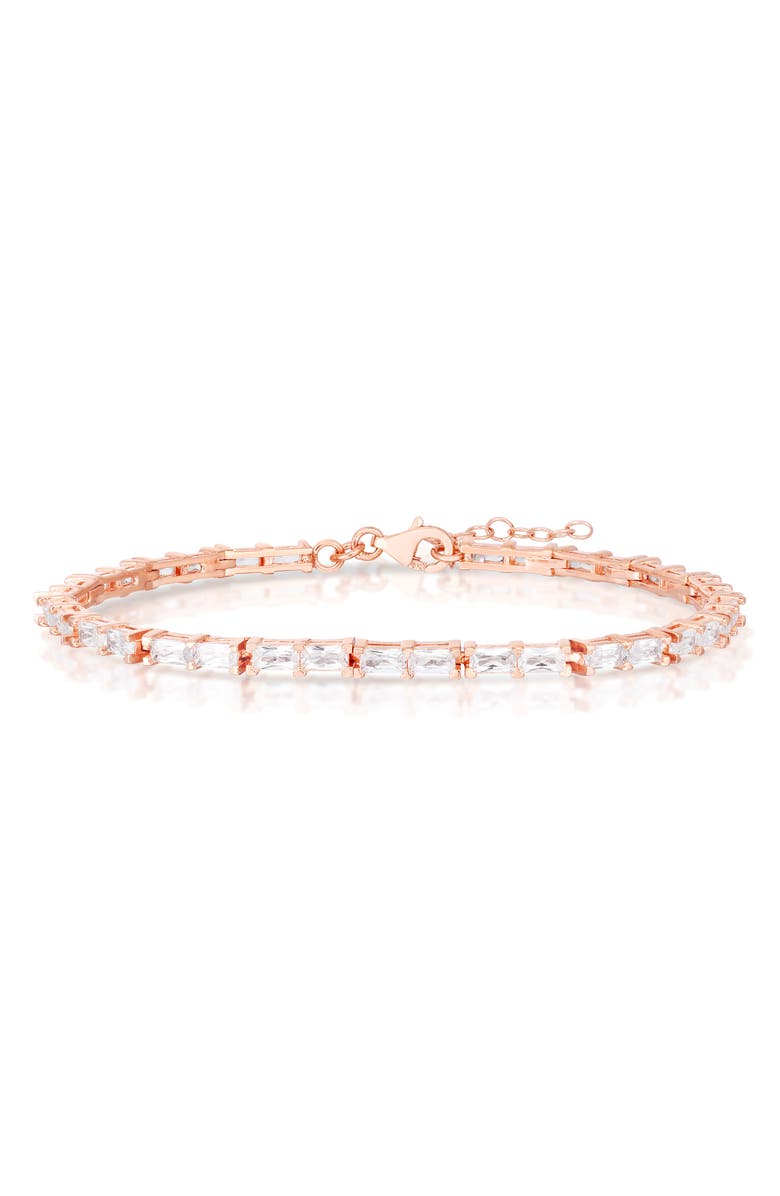 SPHERA MILANO Baguette Cut Cubic Zirconia Tennis Bracelet, Main, color, Rose Gold