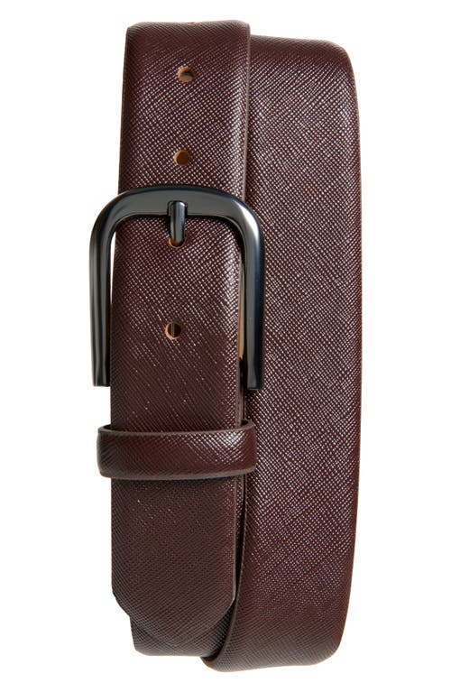 Nordstrom Waylen Saffiano Leather Belt In Burgundy