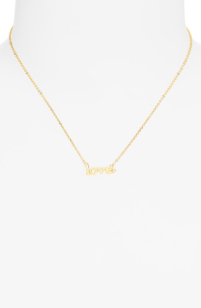 NORDSTROM RACK 14K Gold Plated Lab Grown Diamond Love Pendant Necklace, Alternate, color, Lab Grown Diamond- Gold