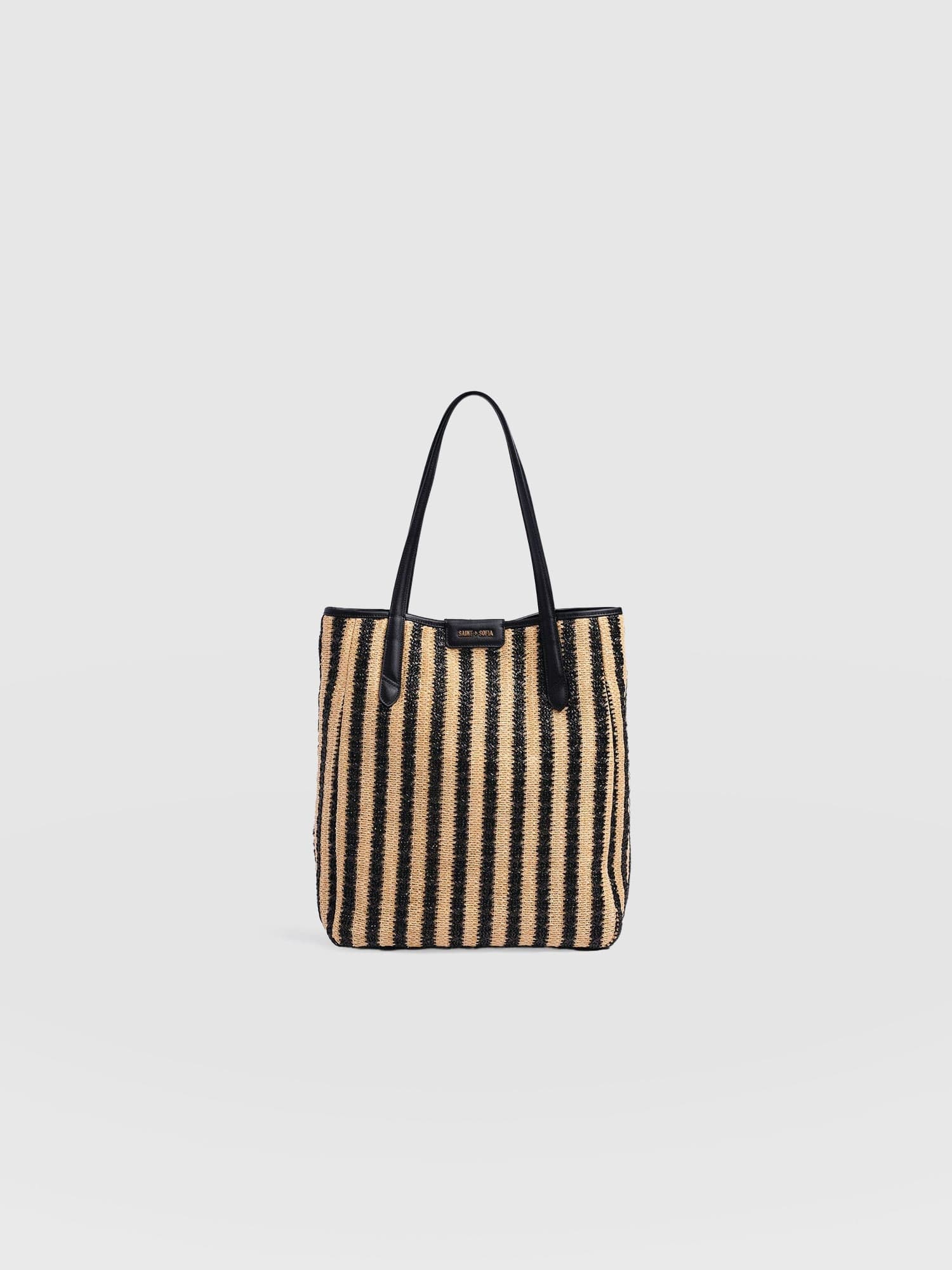 Stella Shopper Bag, Main, color, Black Raffia