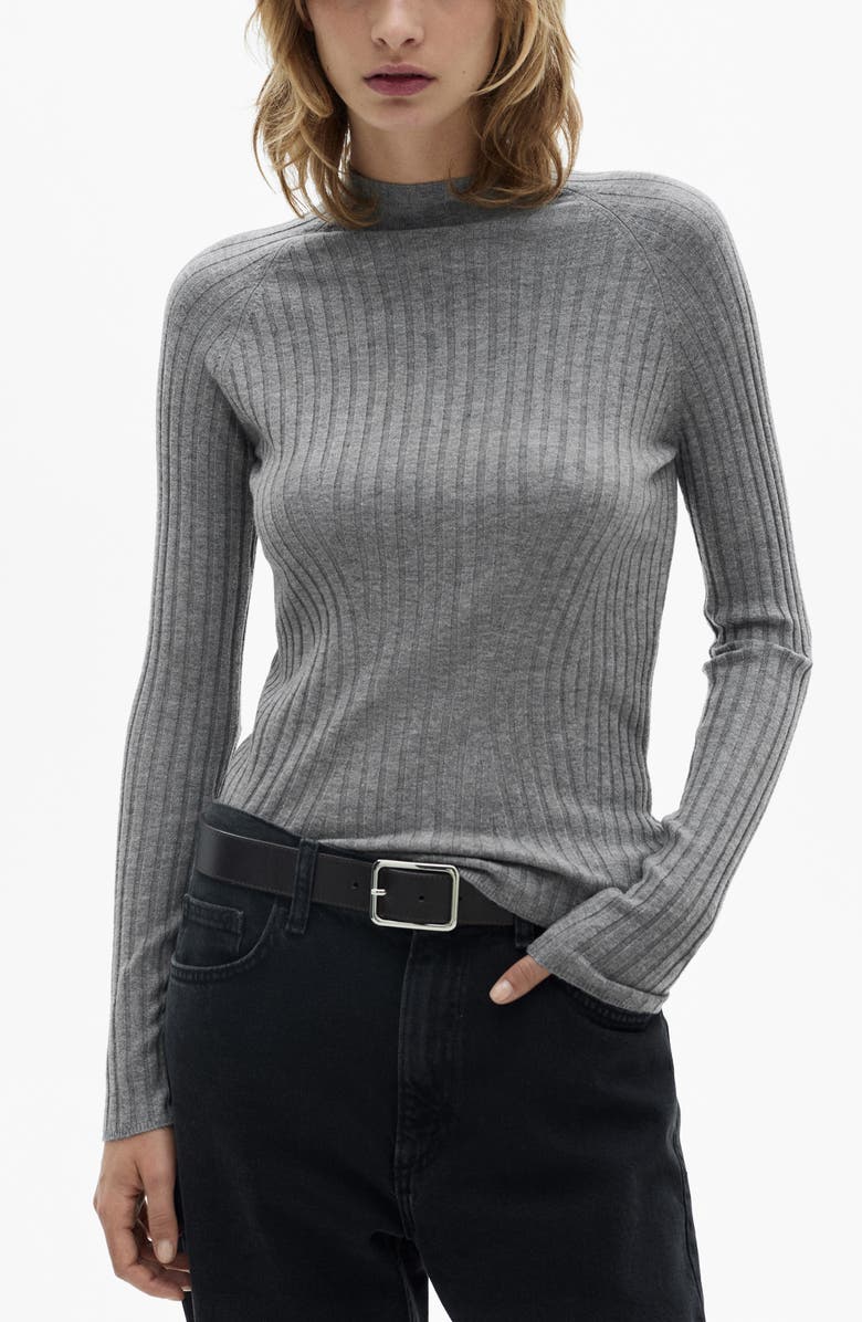 MANGO Mock Neck Rib Sweater, Main, color,