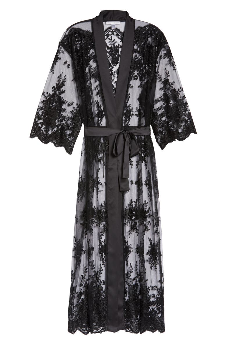 Rya Collection Darling Sheer Lace Robe, Alternate, color, Black