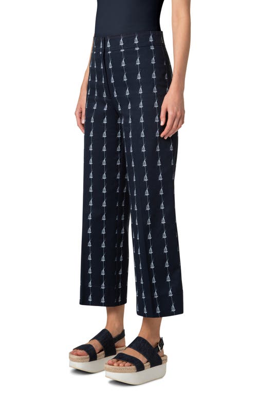Akris Punto Chieko Sailboat Pinstripe Crop Pants In Navy-cream