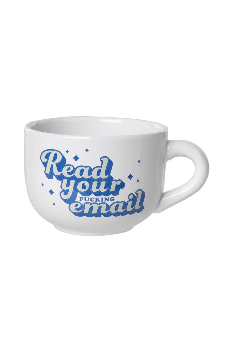 Totalee Gift 6.5" White Read Your Email Cappuccino Mug Ceramic White 24 oz, Main, color, White