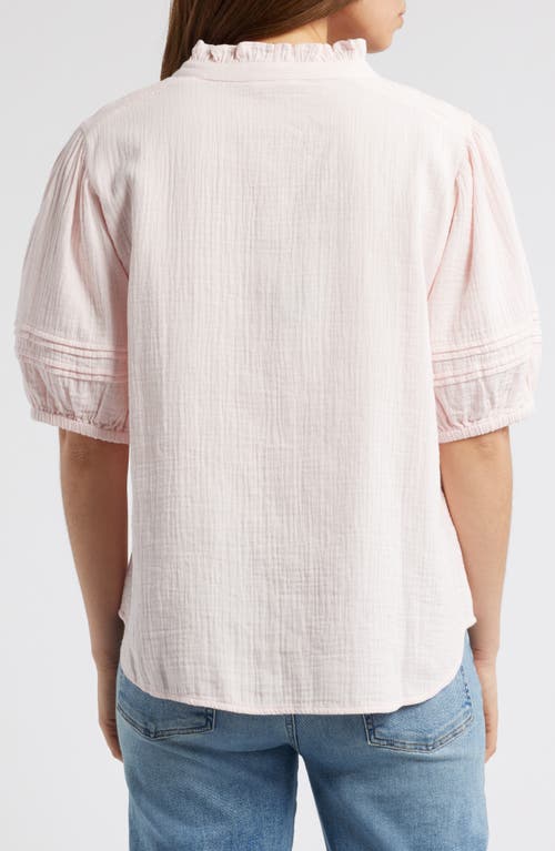 Caslonr Caslon(r) Ruffle Band Collar Cotton Gauze Button-up Top In Pink Balm
