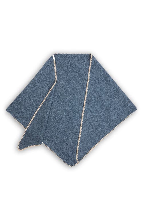 Saachi Triangle Knit Trim Shawl In Blue