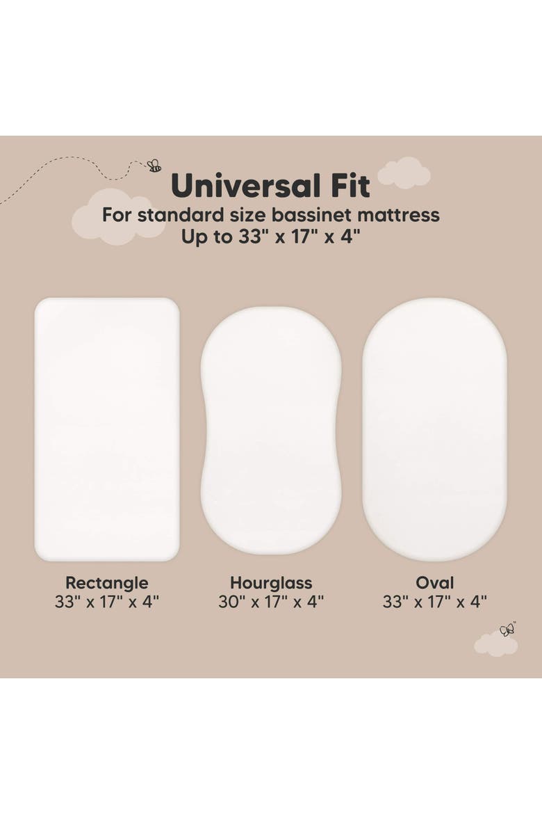 2-Pack Isla [Protect+] Waterproof Bassinet Sheets, Alternate, color, Soft White