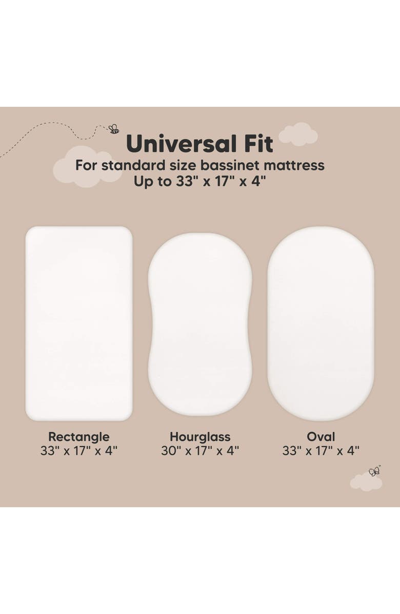 KeaBabies 2-Pack Isla [Protect+] Waterproof Bassinet Sheets, Alternate, color, Soft White