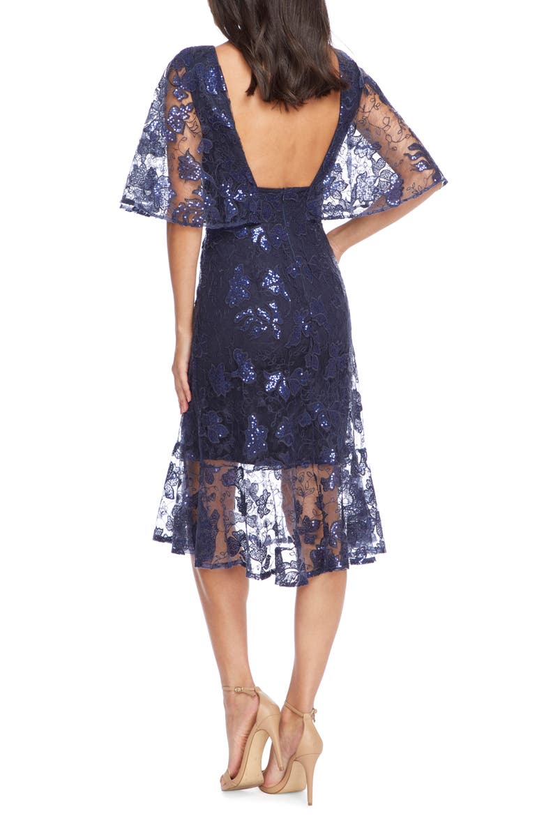 Roseanna Lace Sequin Fit & Flare Dress, Alternate, color, NAVY