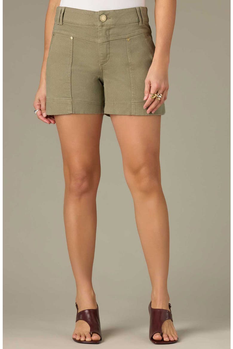 V-Yoke High Waist Twill Shorts, Main, color, BASIL