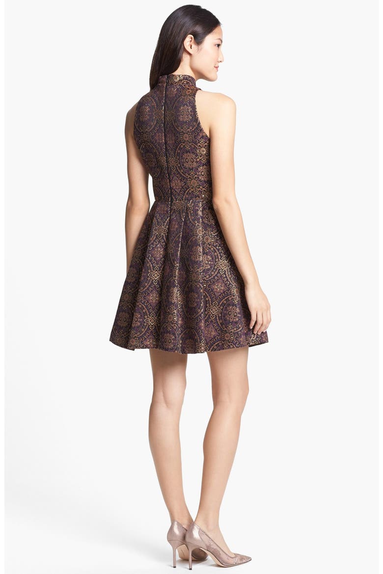 BB Dakota Jacquard Cutaway Fit & Flare Dress, Alternate, color, PURPLE