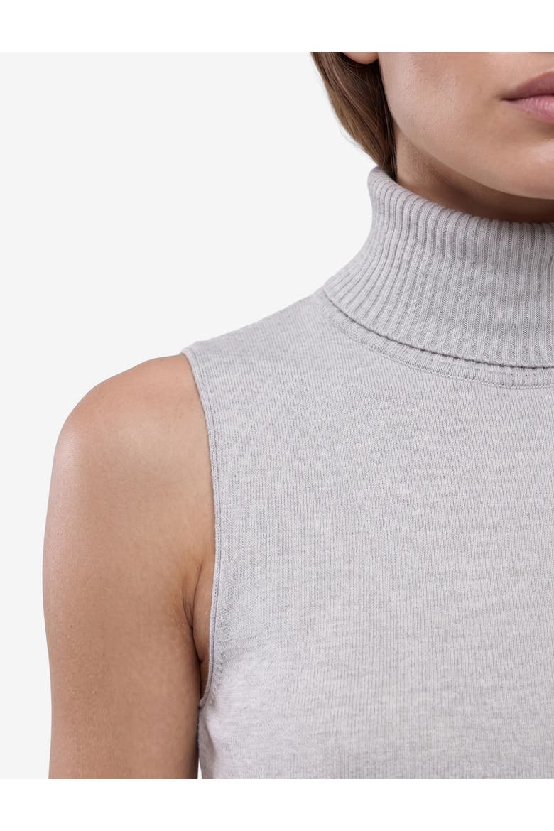 Sleeveless Ribbed Turtleneck Knit Top, Alternate, color, GREY