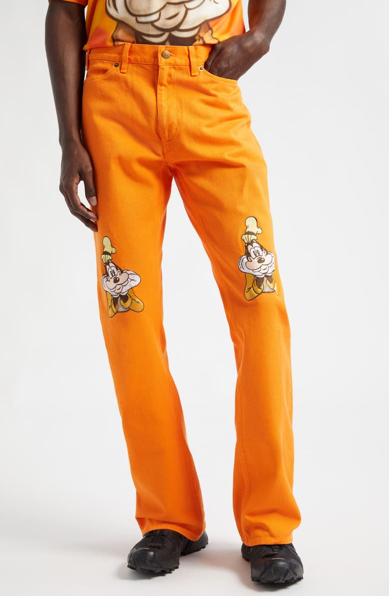 STOCKHOLM SURFBOARD CLUB x Disney Goofy Embroidered Straight Leg Jeans, Main, color, Goofy
