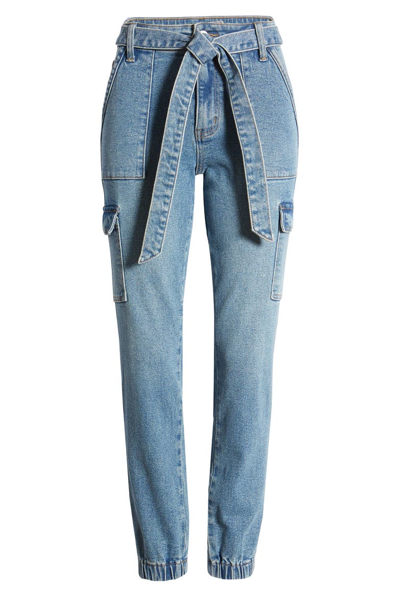 High Waist Cargo Jogger Jeans, Alternate, color, DARK WASH