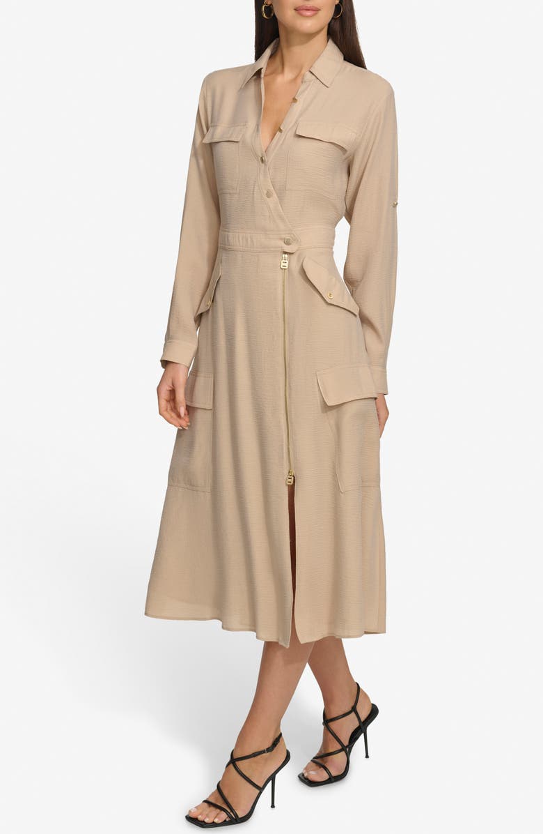 DKNY Cargo Midi Dress, Alternate, color, Sandalwood