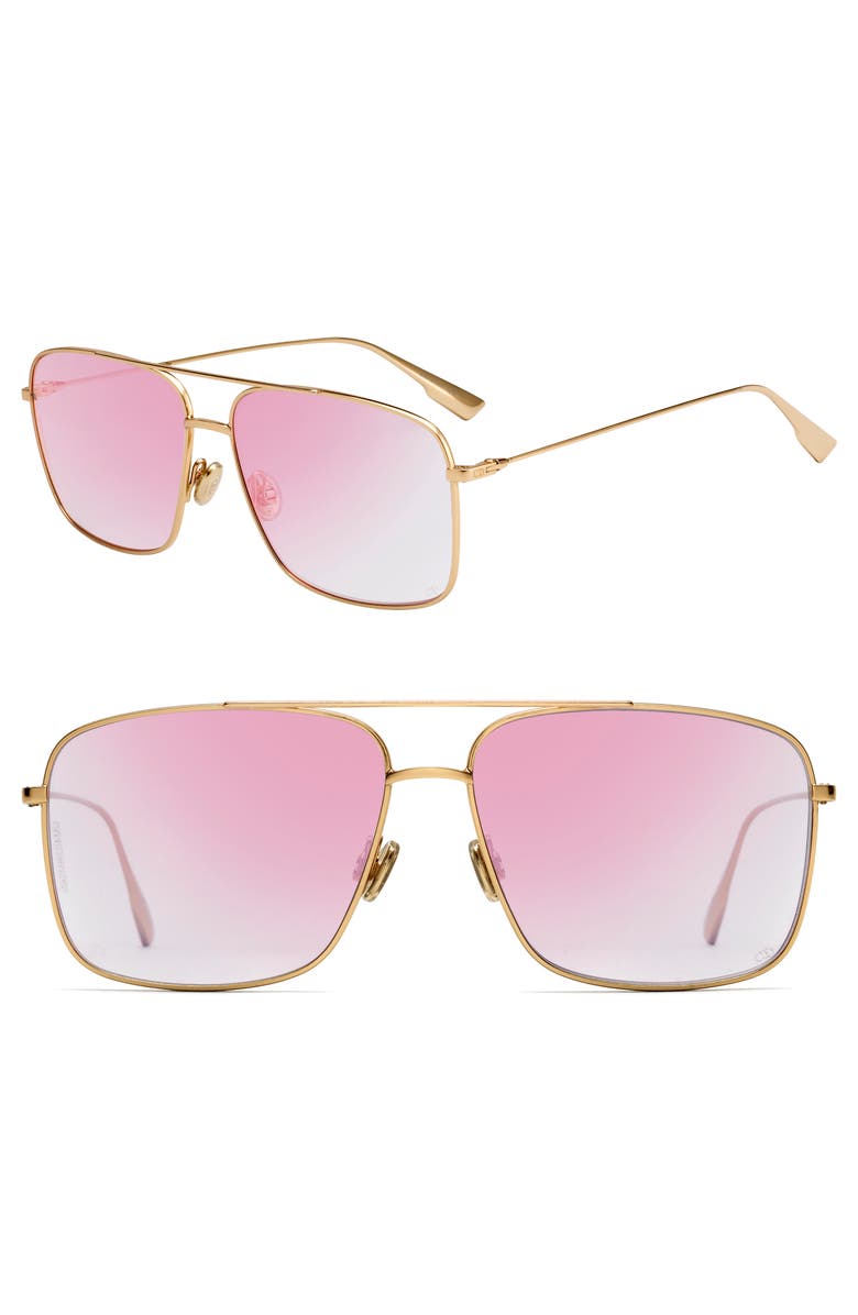 DIOR Stello3S 57mm Square Aviator Sunglasses, Alternate, color,