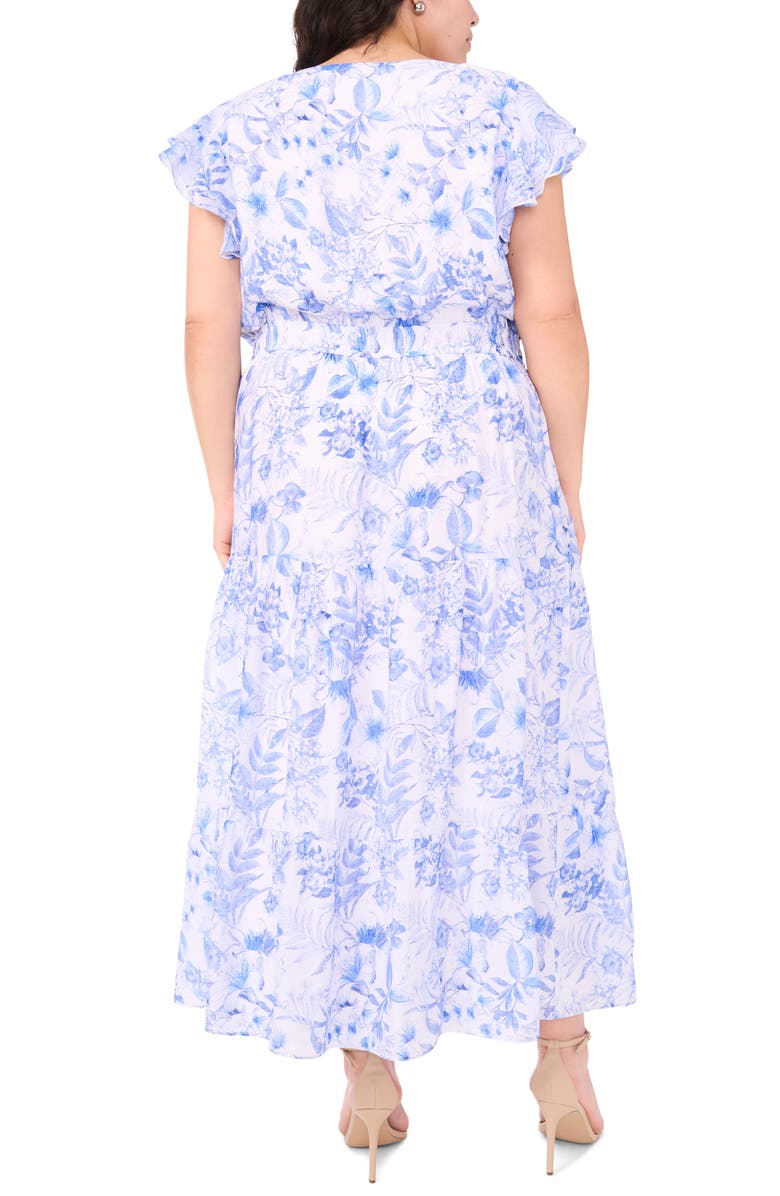 Halogen<sup>®</sup> Lawn Print Flutter Sleeve Maxi Dress, Alternate, color, Bright White