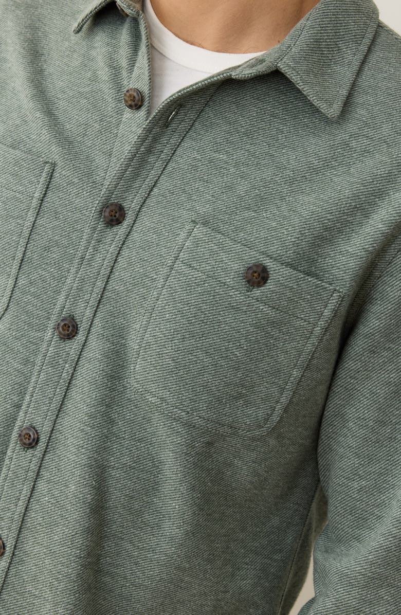 Marine Layer Pacifica Knit Flannel Button-Up Overshirt, Alternate, color, Olive