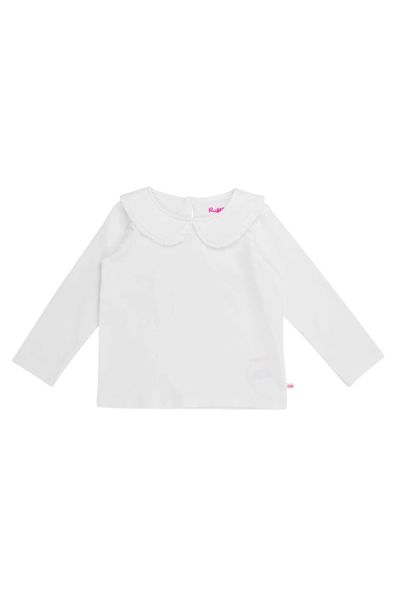Knit Long Sleeve Ruffle Peter Pan Tee, Main, color, White