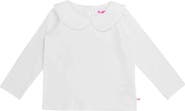 RuffleButts Knit Long Sleeve Ruffle Peter Pan Tee