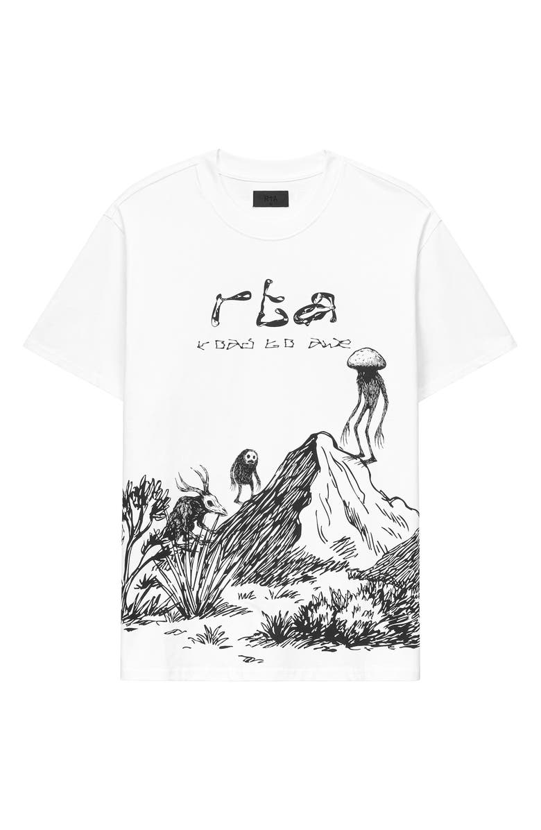 RtA Colin Oversize Graphic T-Shirt, Main, color, White Creature Scenery
