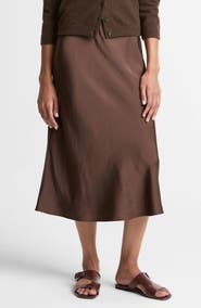 Vince Pull-On Satin Slip Skirt