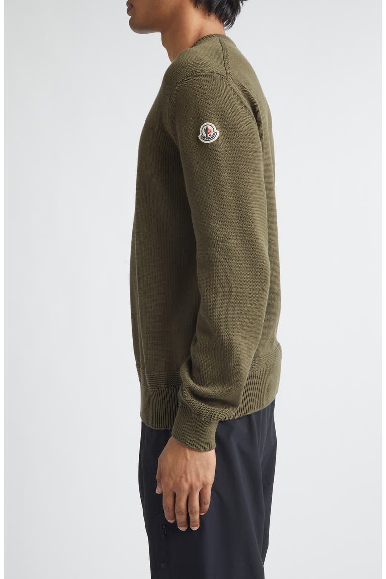 Logo Patch Cotton Crewneck Sweater, Alternate, color, AMBER TONED OLIVE