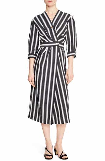 SANDRO Carl Button Front Stripe Midi Dress