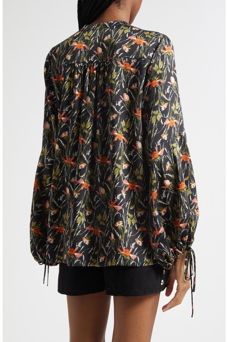 Windswept Meadow Rosella Button-Up Shirt, Alternate, color, BLACK/MULTI