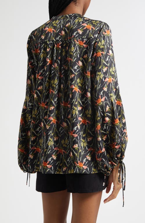 Cinq À Sept Windswept Meadow Rosella Button-up Shirt In Black