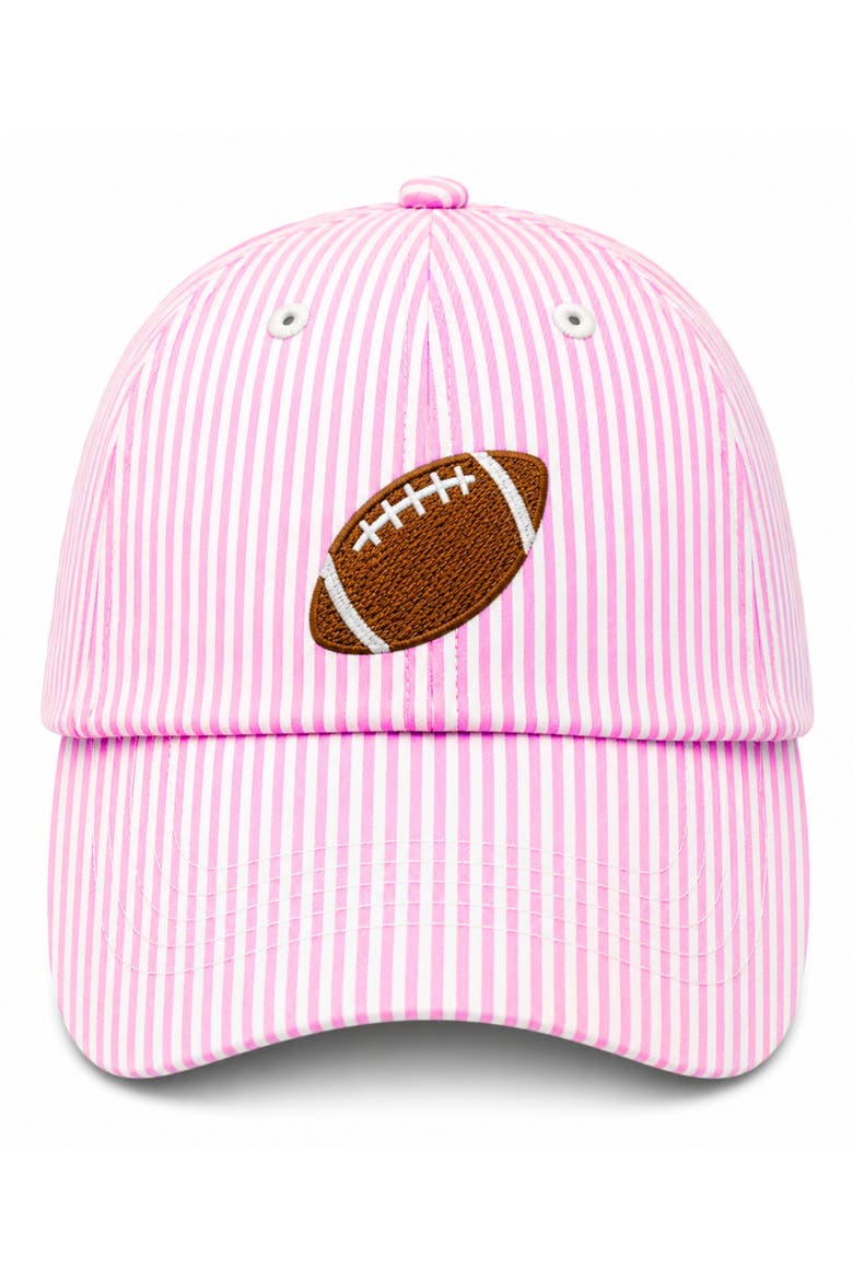 Football Bow Baseball Hat, Main, color, Pink Seersucker