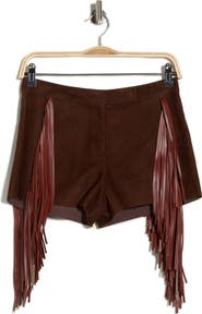 Longchamp Fringed Lambskin Leather Shorts