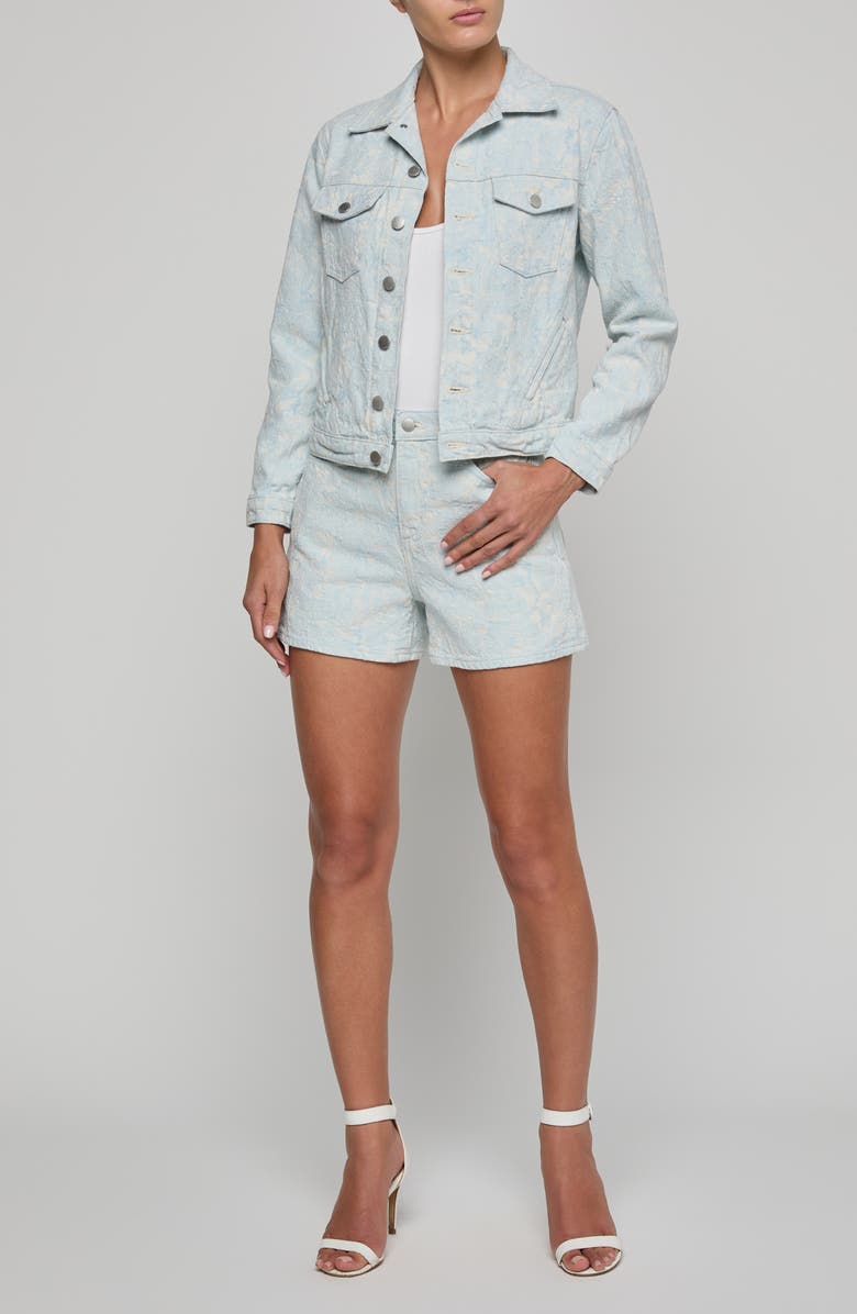 L'AGENCE Maven Floral Stitch Denim Jacket, Alternate, color, Cloud Damask
