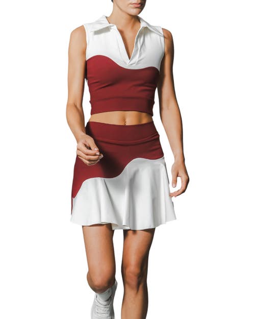 Port De Bras Wave Skirt In Burgundy-chantilly