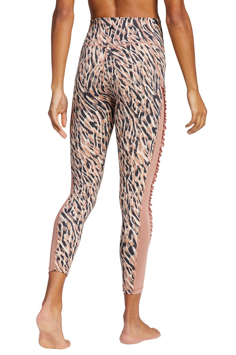 Yoga Studio Ruffle Crop Leggings, Alternate, color, ECRU/ TAUPE/ CLAY