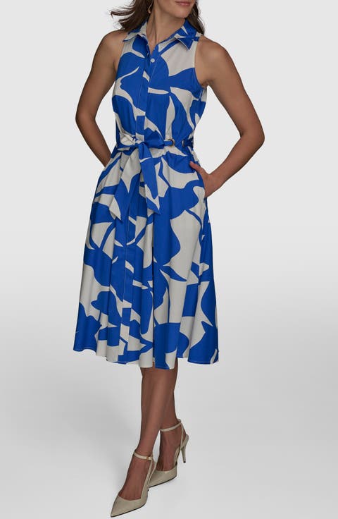 Floral Print Sleeveless Shirtdress