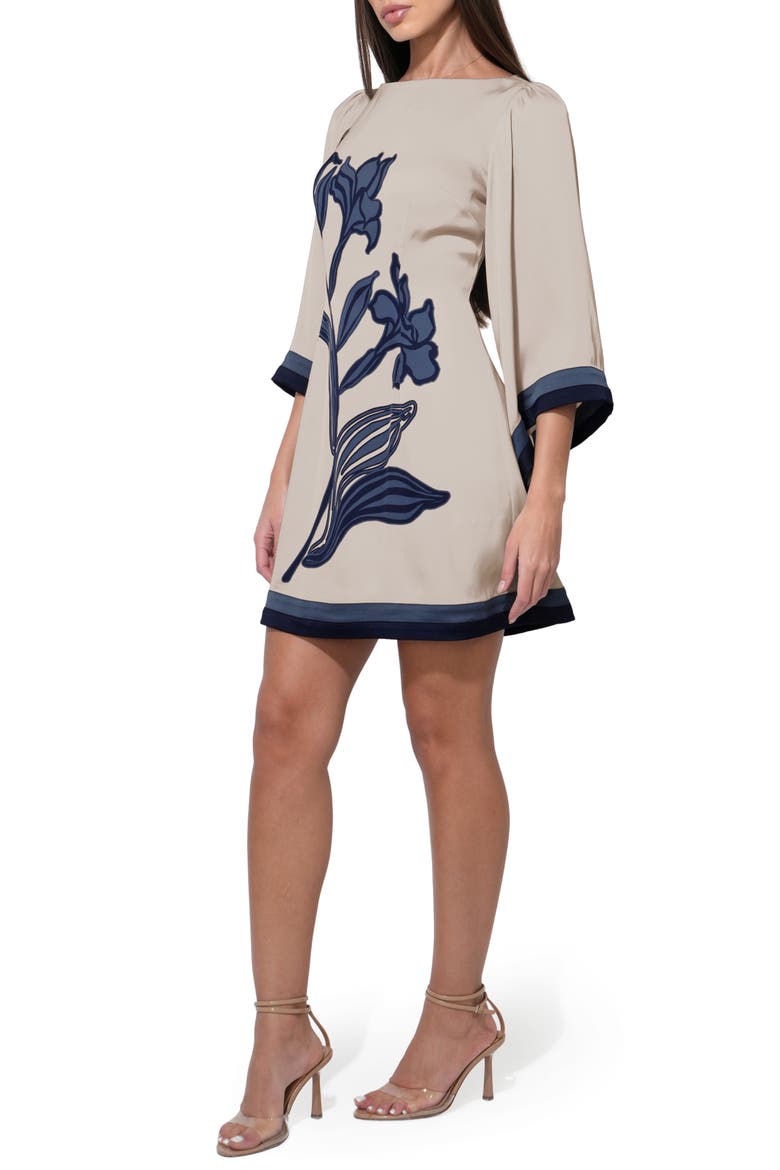 Emerson Bell Sleeve Minidress, Alternate, color, BEIGE/ NAVY